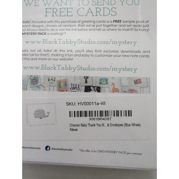 Blue Chevron Whale Baby Thank You Cards 48 Count NEW HILL VALLEY GREETINGS - Picture 4 of 5